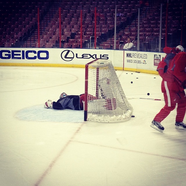 Jimmy Howard catching up on some sleep before Sochi #RedWings #USA #Sochi