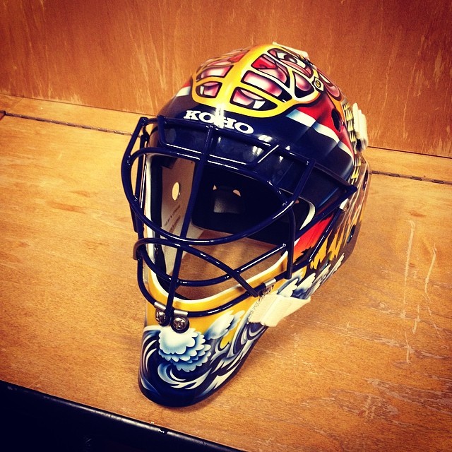 Close-up of Roberto Luongo's mask #flapanthers